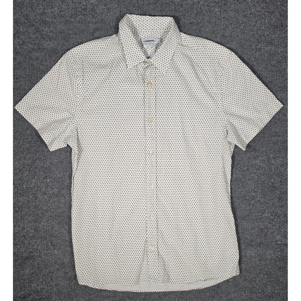 J.Lindeberg Dani Slim Fit Short Sleeve Button Up Shirt White Floral Mens M